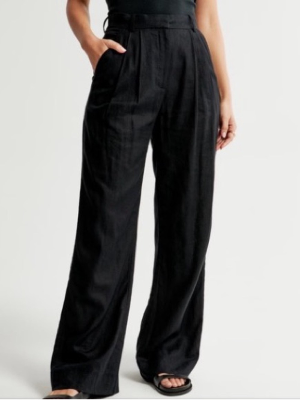Abercrombie & Fitch Sloane Linen Wide Leg Trouser Pants